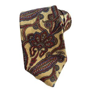 Men's Stanley Blacker Italy Silk Neck Tie 58” 4” Classic Wide Gold Whimsical